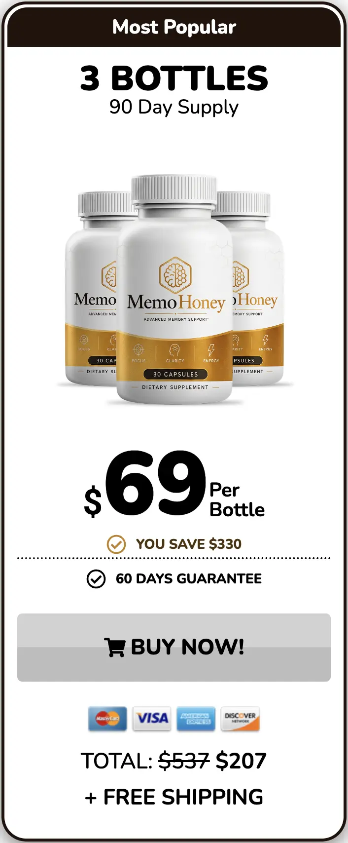 MemoHoney Buy Three Bottles